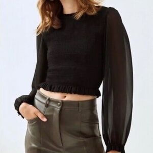 Aritzia Wilfred Tempest Blouse Black Chiffon size XXS